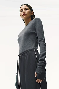 Wide-Leg Twill Pants