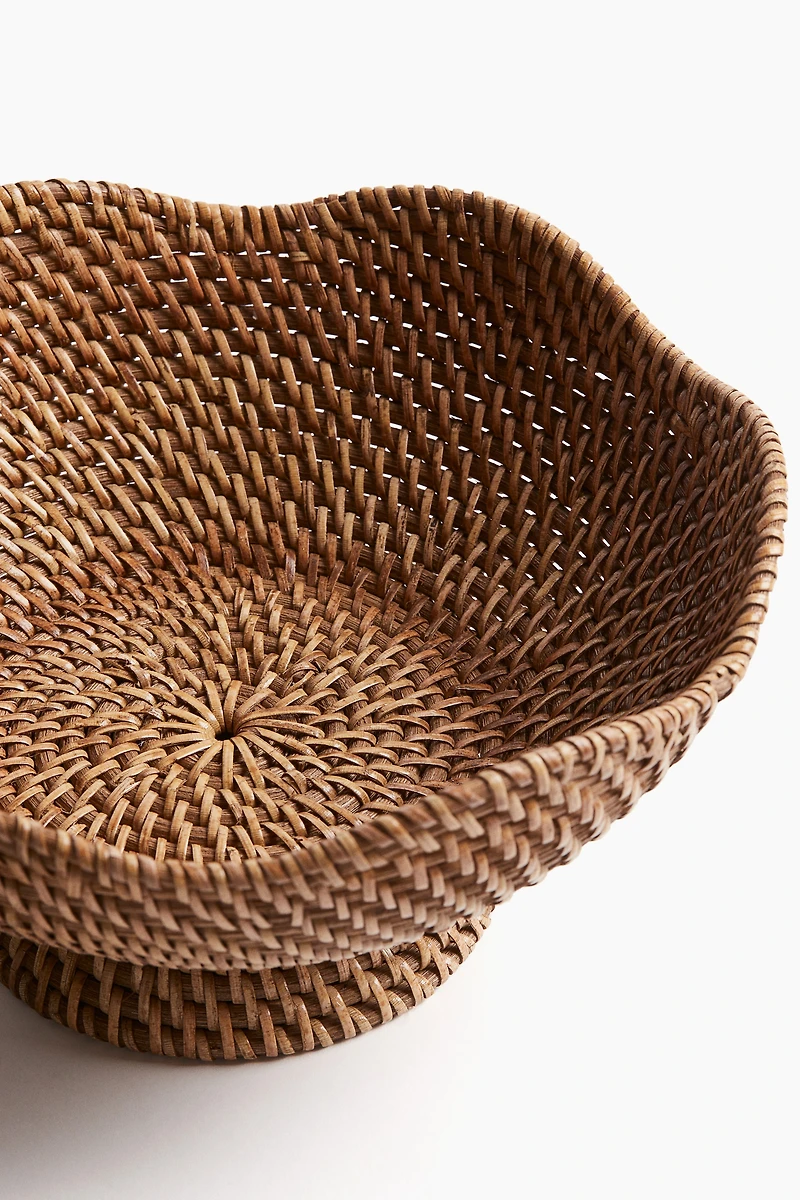 Footed Rattan Bowl