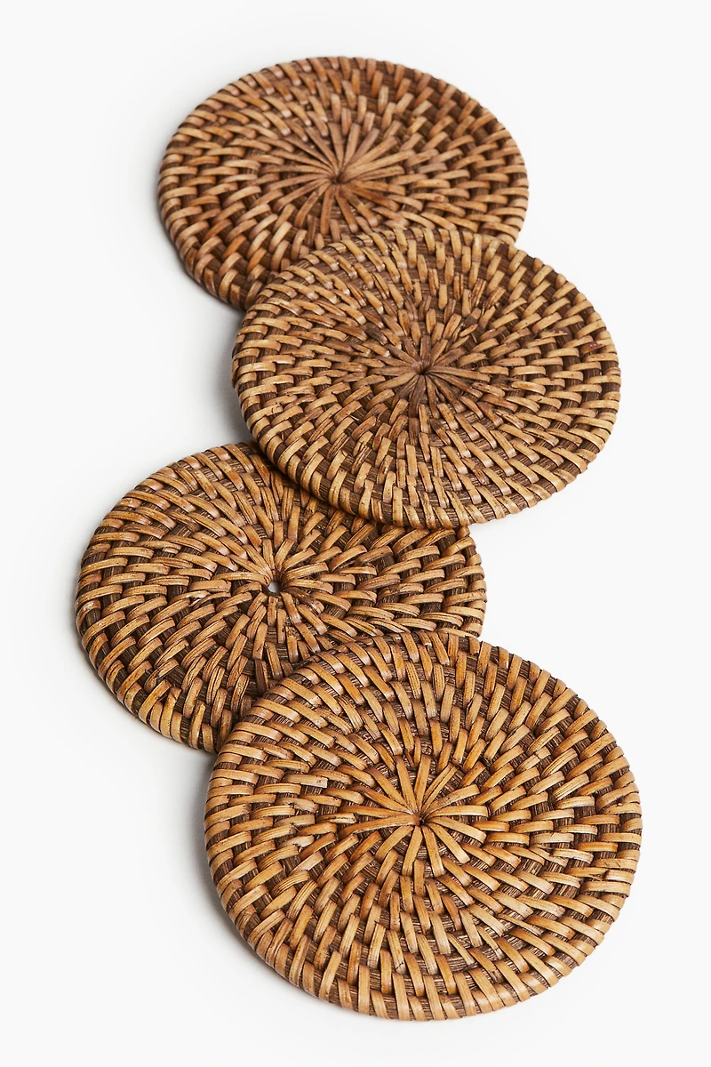 4-Pack Rattan Coasters
