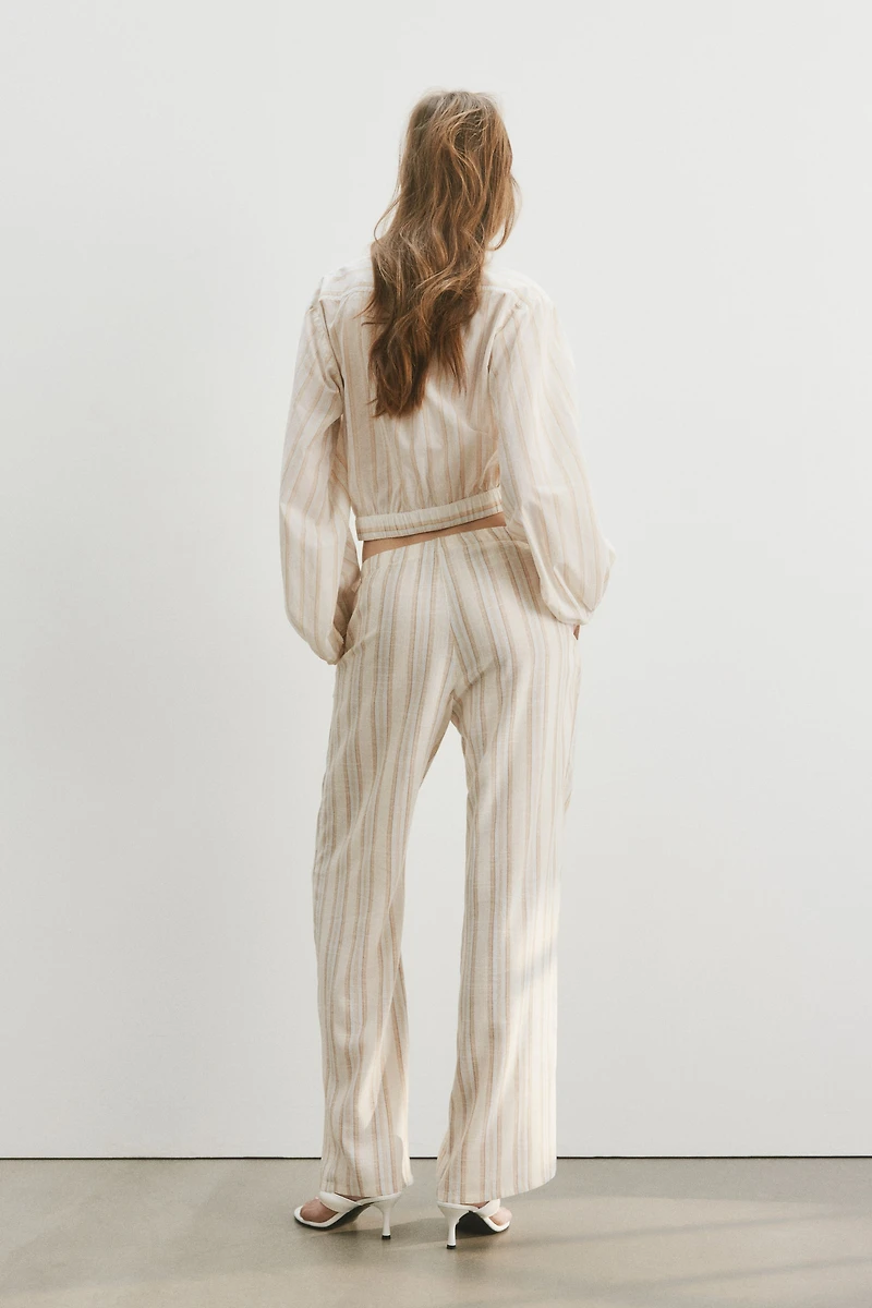 Pantalon large en lin mélangé