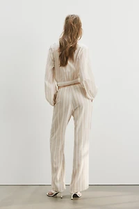Pantalon large en lin mélangé
