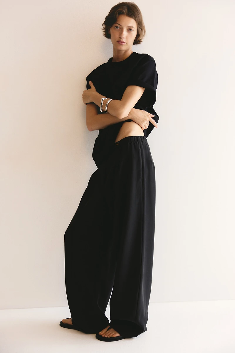 Creased Barrel-Leg Pants