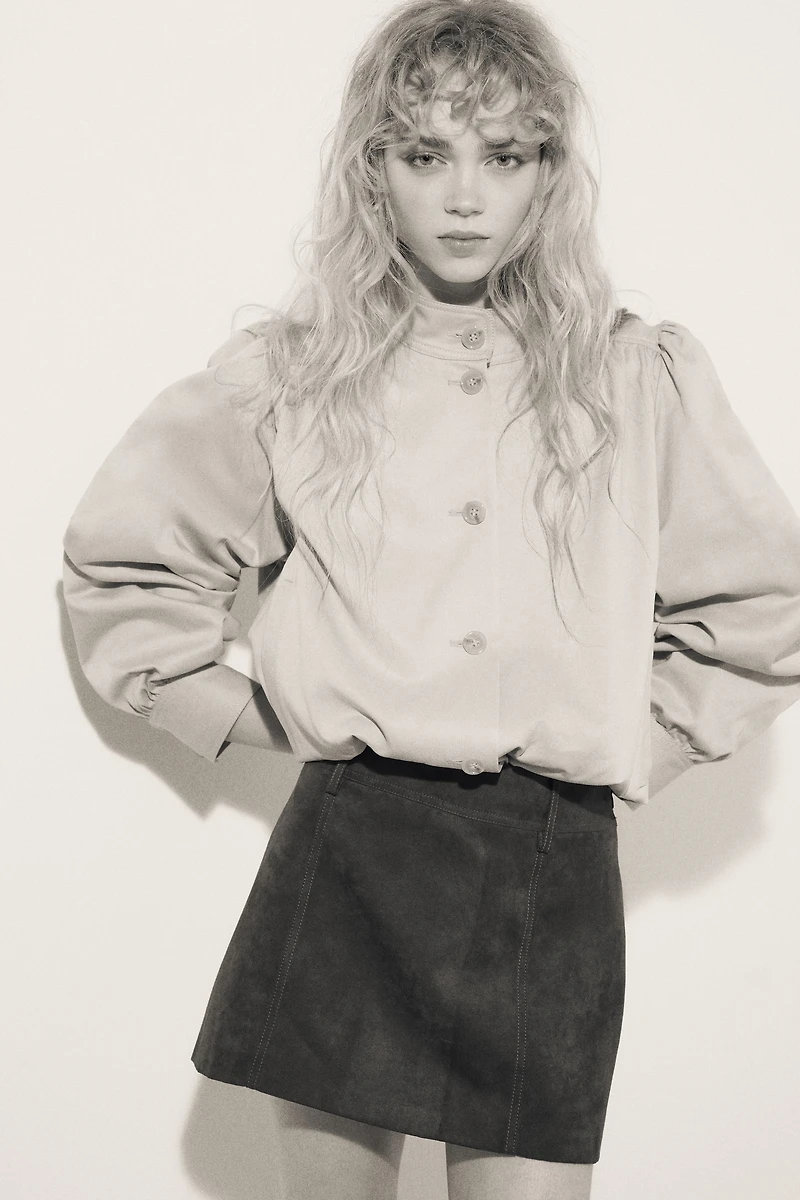 Puff-Sleeved Twill Jacket