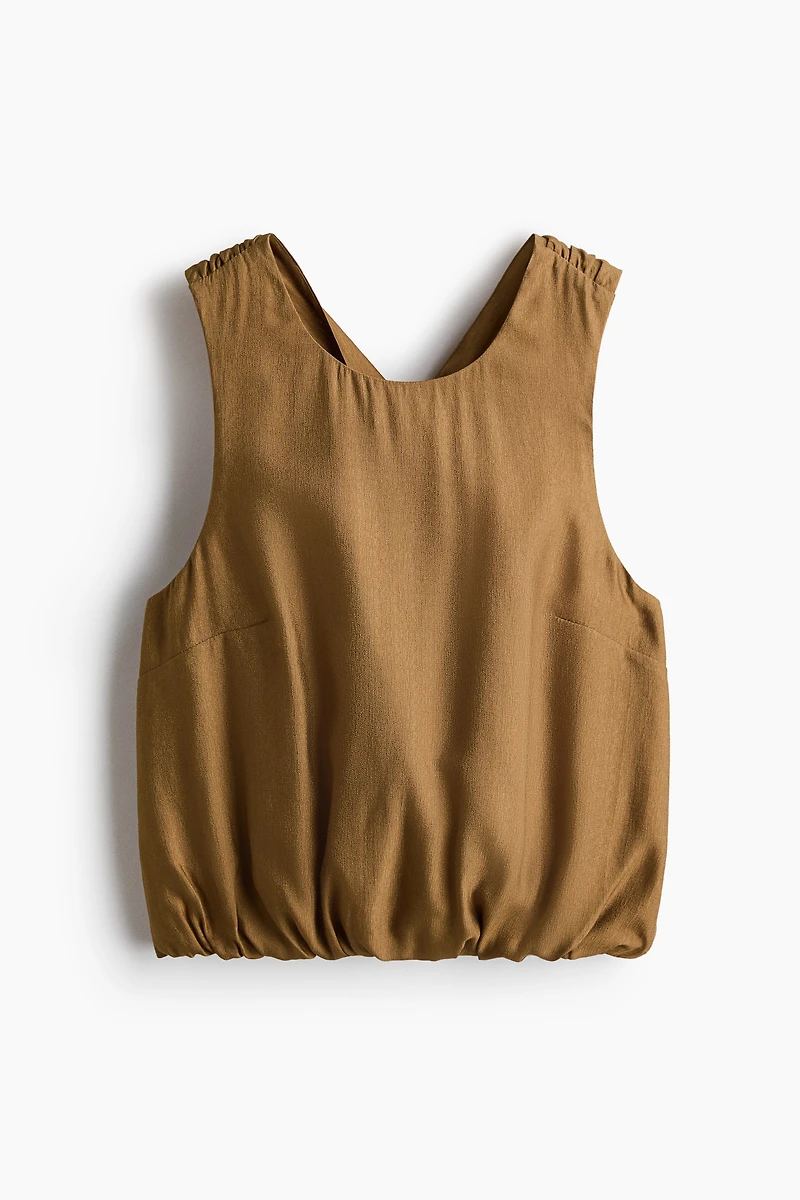 Twist-Detail Bubble-Hem Top