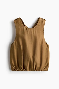 Twist-Detail Bubble-Hem Top