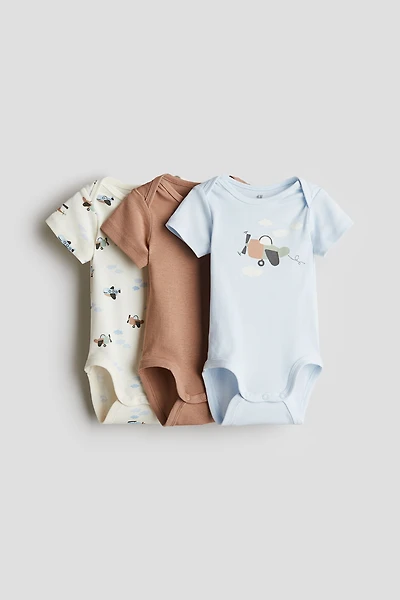 3-pack Cotton Bodysuits with Lap Shoulders