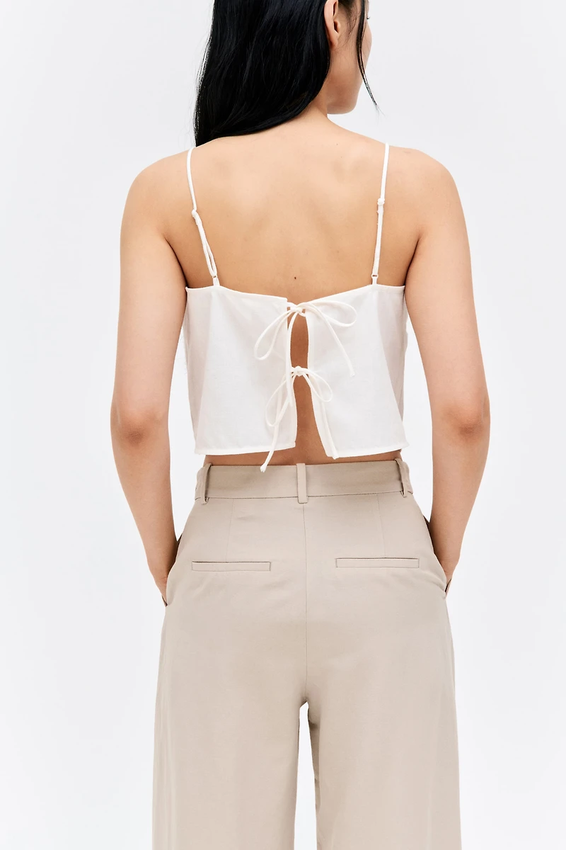 Wide-Leg Linen-Blend Pants