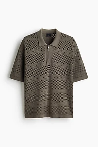 Relaxed-Fit Open-Knit Polo Shirt