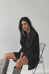 Lace-Trimmed Cotton Dress