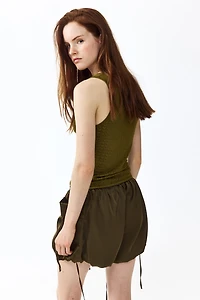Pointelle-Knit Tie-Detail Top
