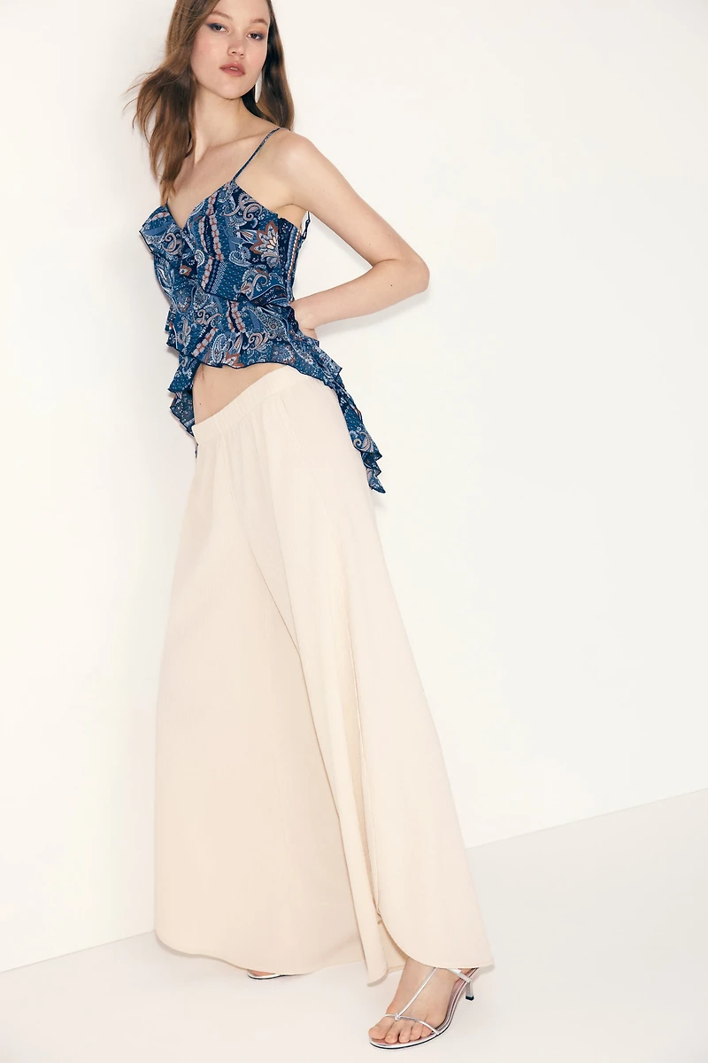Wide Wrap-Detail Pants