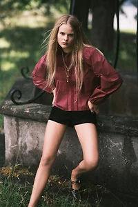 Pintucked cotton blouse