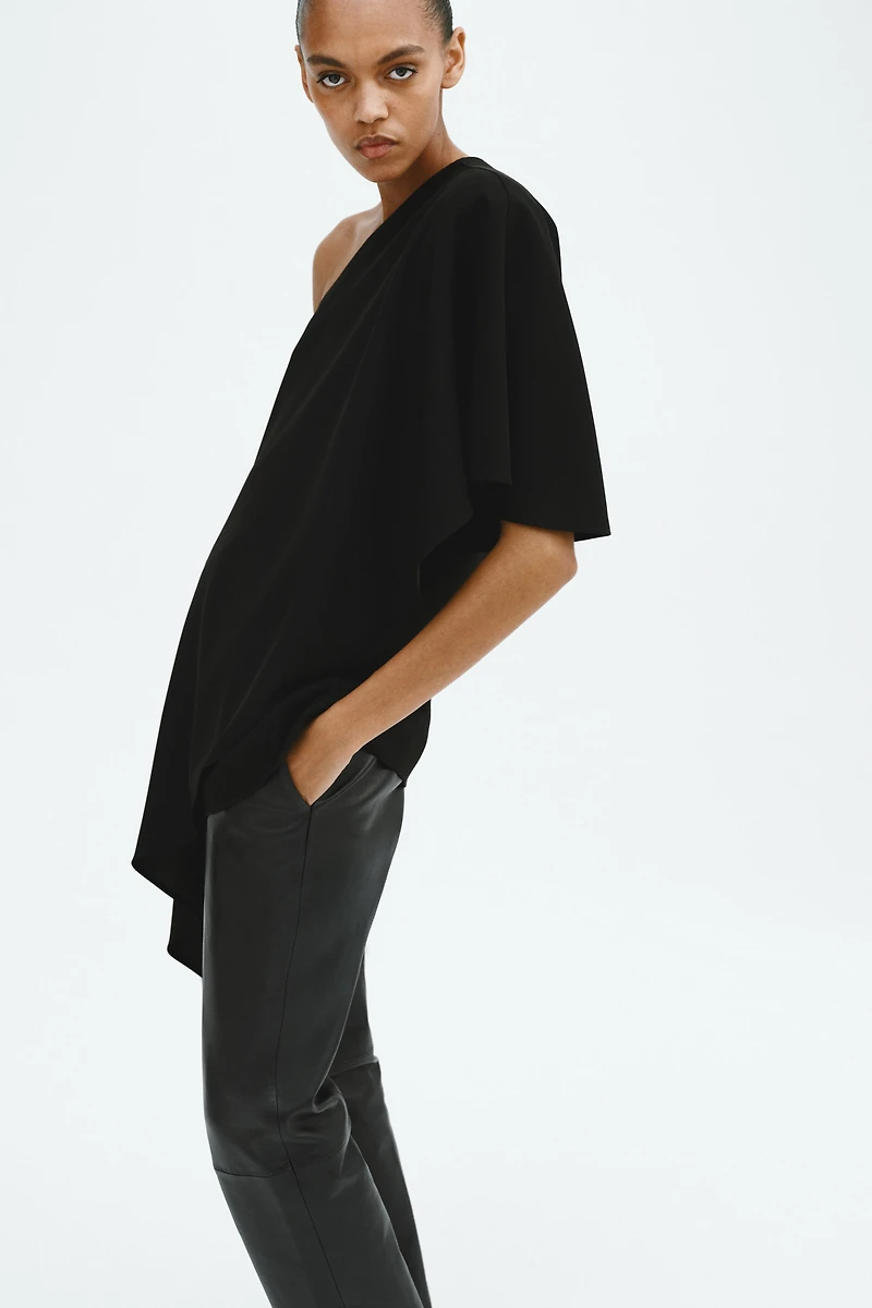 One-Shoulder Cape Top