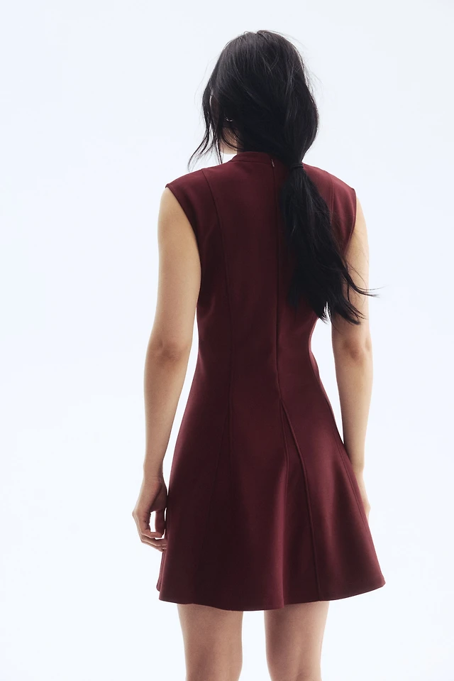flared-skirt rib-knit mini dress Pink Sleeveless Hand Beaded Floral Midi Dress
