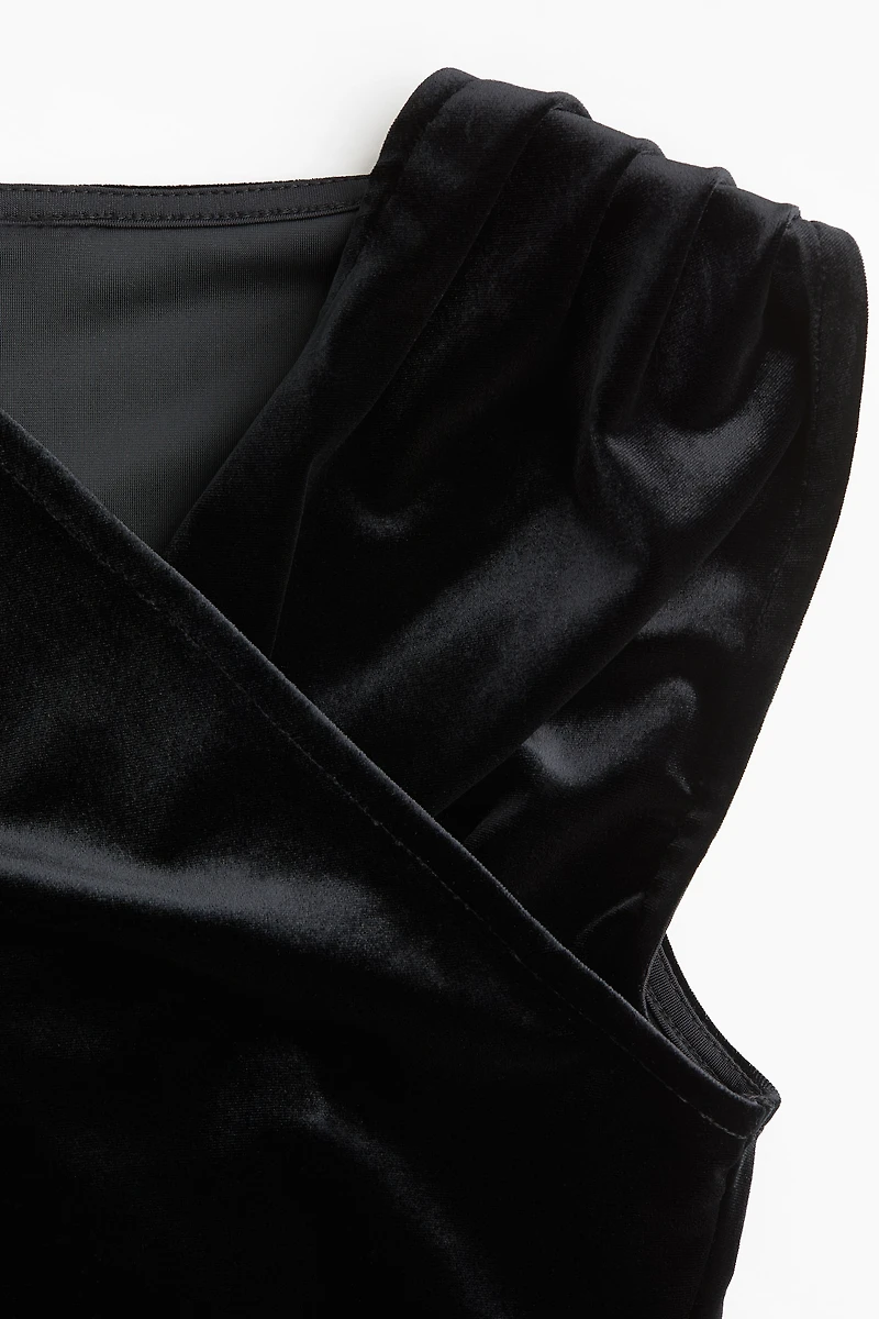 Draped Velour Sleeveless Top