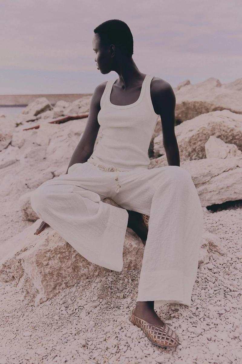 Pants with Macramé Belt