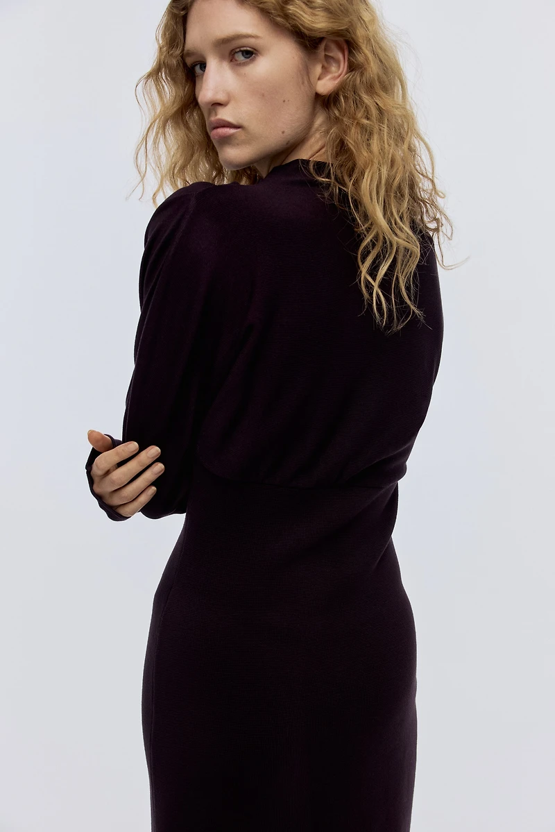 Gathered Mock Turtleneck Dress