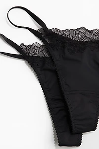2-Pack Microfiber and Lace Thong Briefs