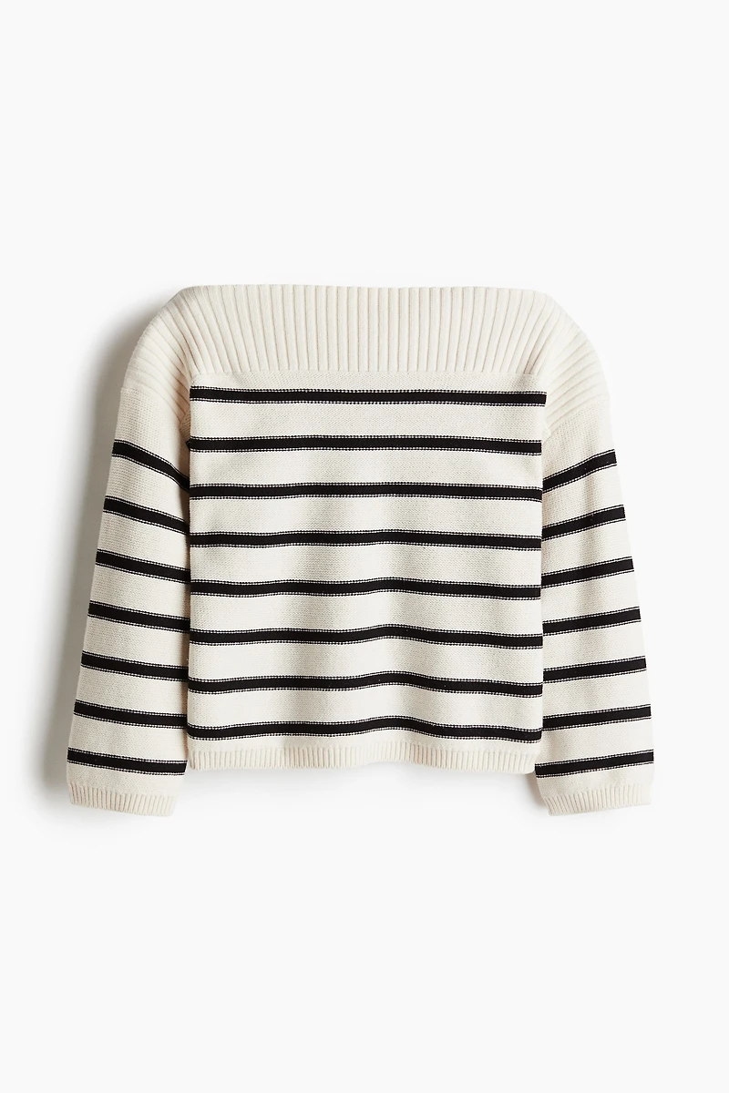 Purl-Knit Boat-Neck Sweater