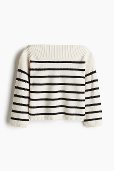 Purl-Knit Boat-Neck Sweater