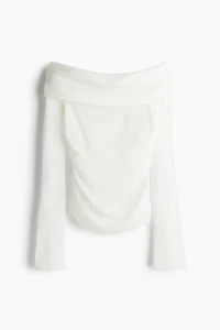 Sheer-Knit Off-the-Shoulder Sweater