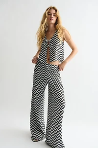 Wide-Leg Jacquard-Knit Pants