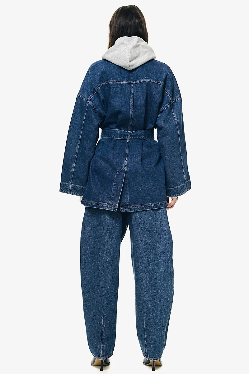 Tie-Belt Denim Jacket