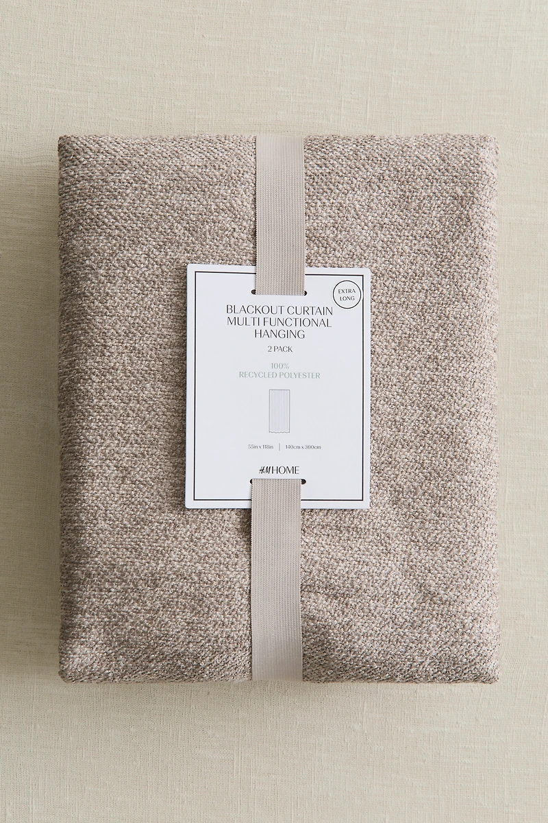 2-Pack Extra-Long Bouclé Blackout Curtain Panels