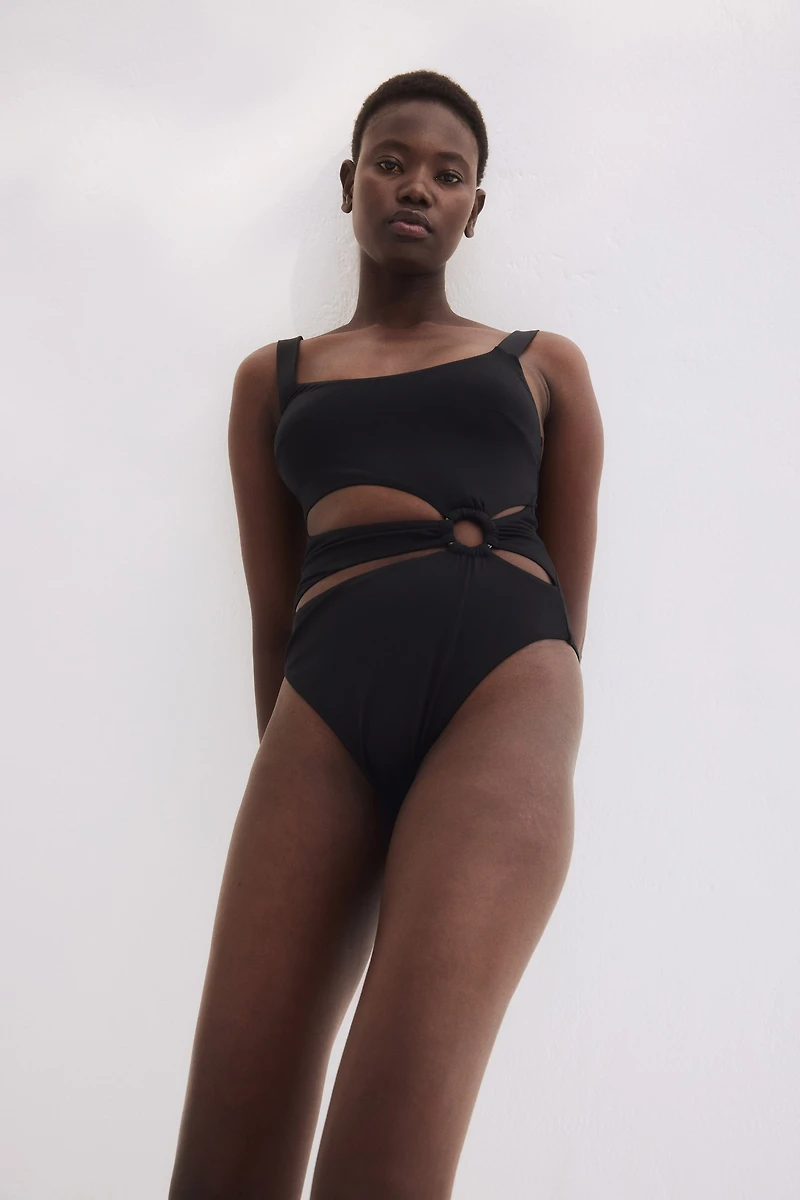 Padded-Cup High-Leg Swimsuit