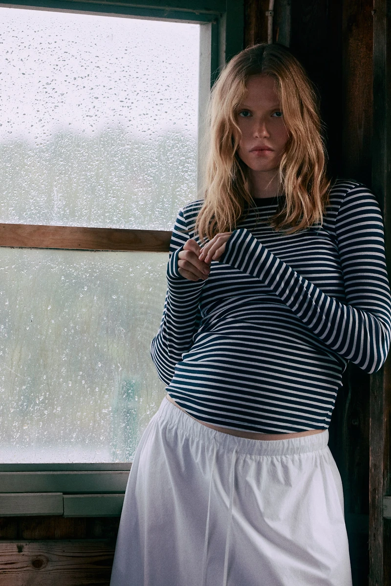 MAMA Ribbed Jersey Top