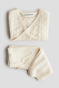 2-Piece Silk-Blend Cardigan and Pants Set