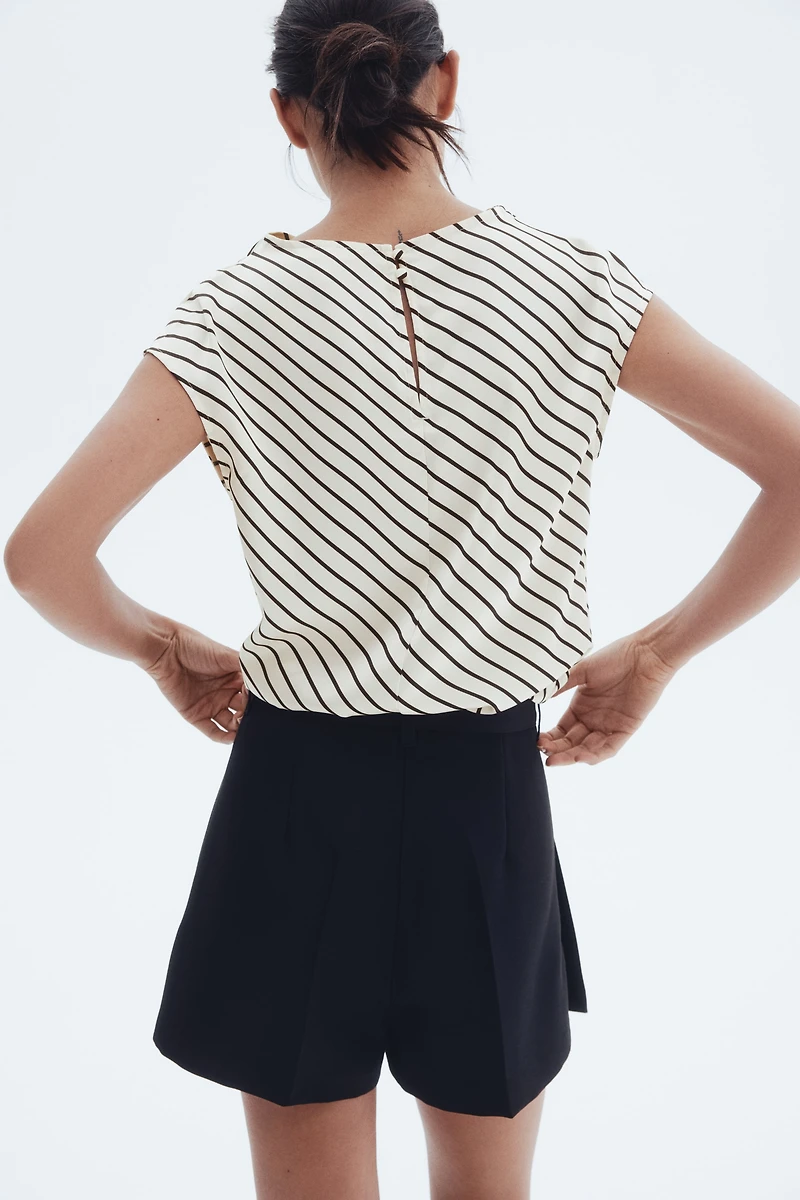 Cap-Sleeved Satin Blouse