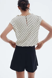 Cap-Sleeved Satin Blouse