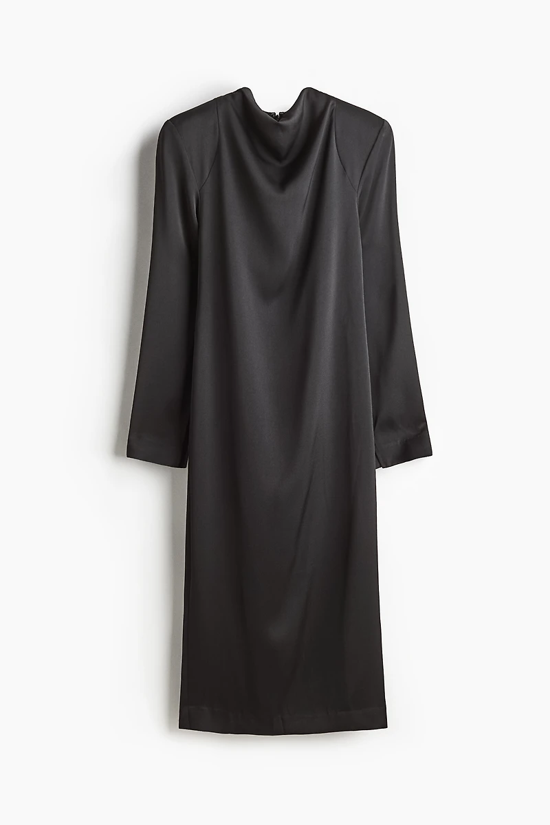 Cowl-Neck Satin Dress