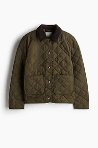 Quilted Jacket with Corduroy Collar