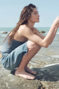 Short en denim haut du genou