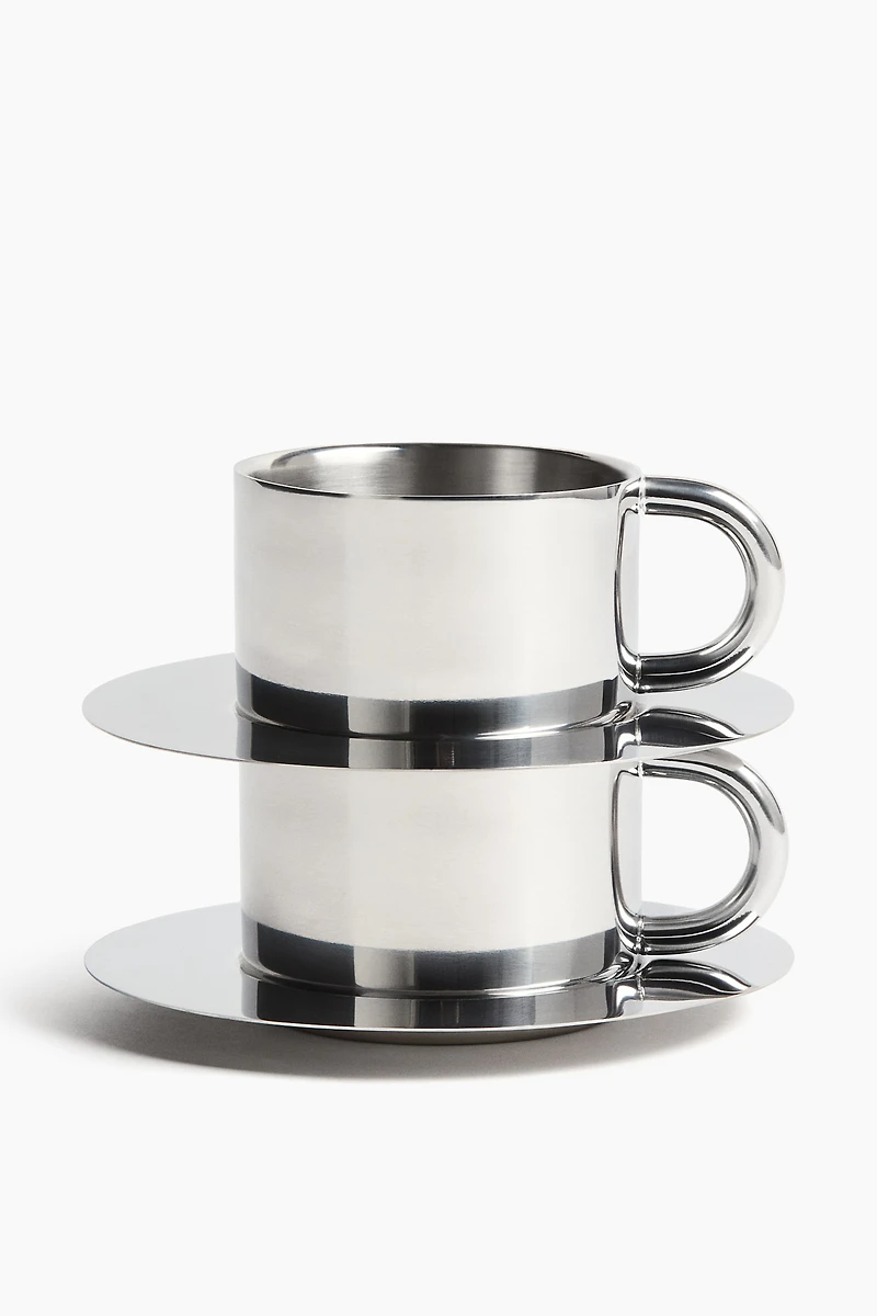 Stainless Steel Cup and Saucer