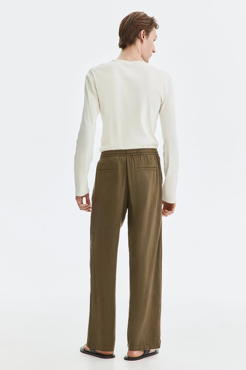 Relaxed-Fit Linen-Blend Pants