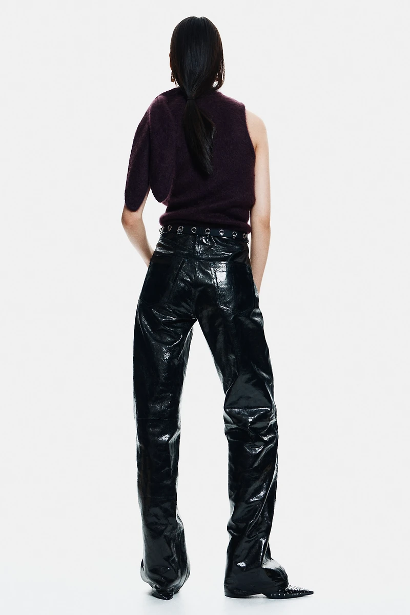 Mohair-Blend Scarf-Collar Top