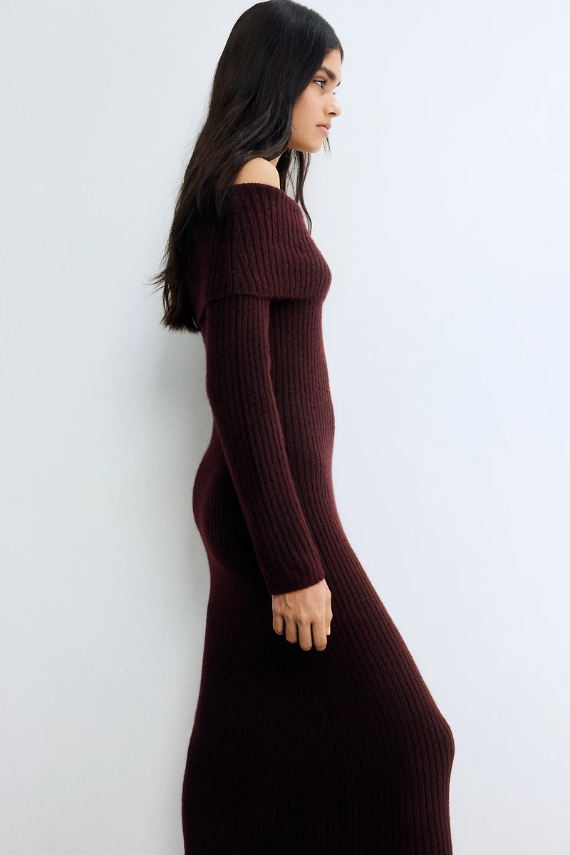 Rib-Knit Off-the-Shoulder Dress