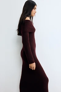 Rib-Knit Off-the-Shoulder Dress
