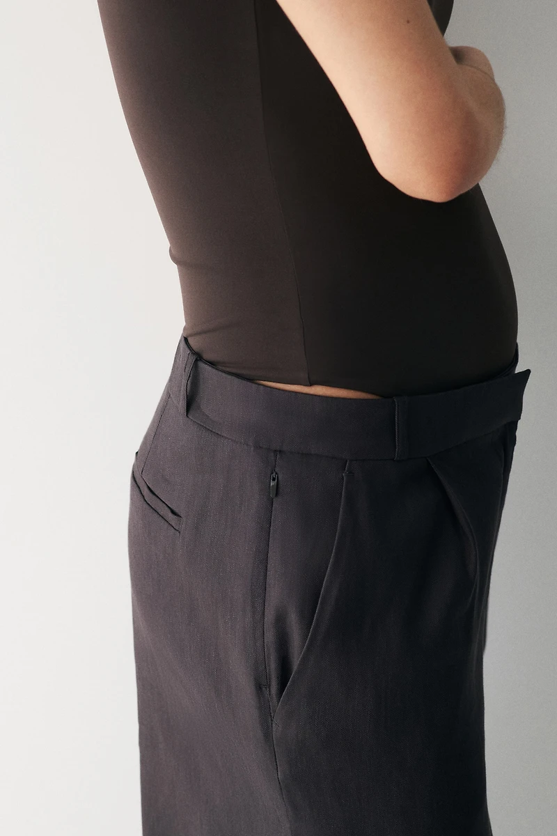 Wide-Leg Linen-Blend Dress Pants