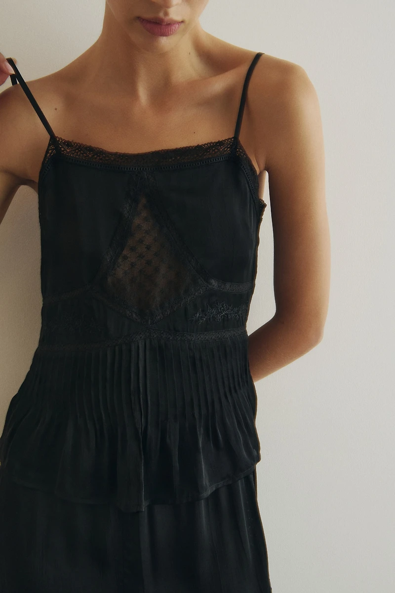 Haut à bretelles fines en satin de viscose