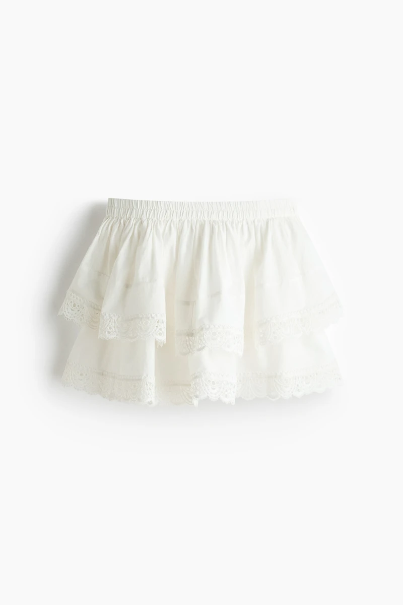Lace-Trimmed Tiered Skirt