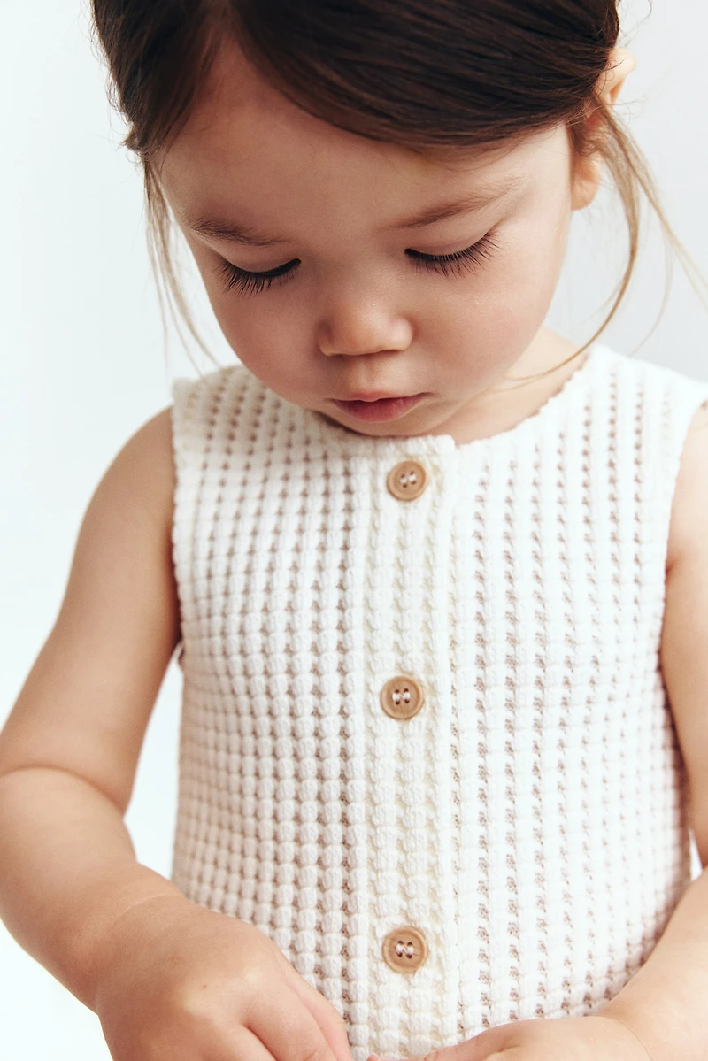 Waffle-Knit Romper Suit