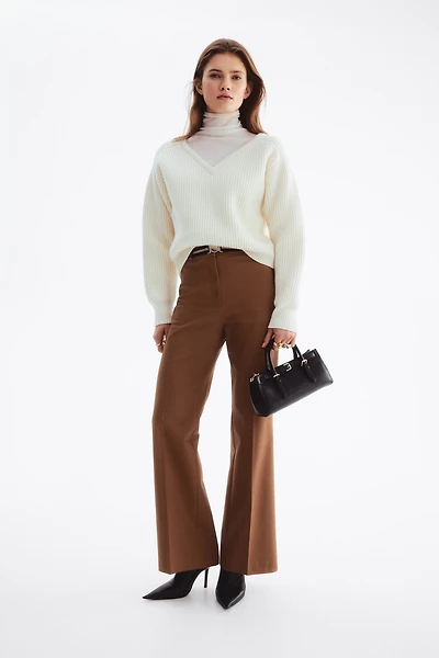 Belted Bootcut Pants