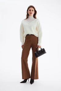 Belted Bootcut Pants