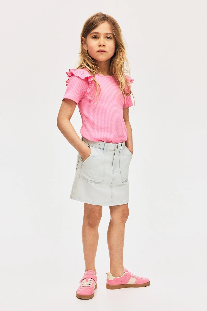 Flounce-Trimmed Cotton Top