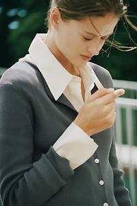 Rib-Knit Viscose-Blend Cardigan