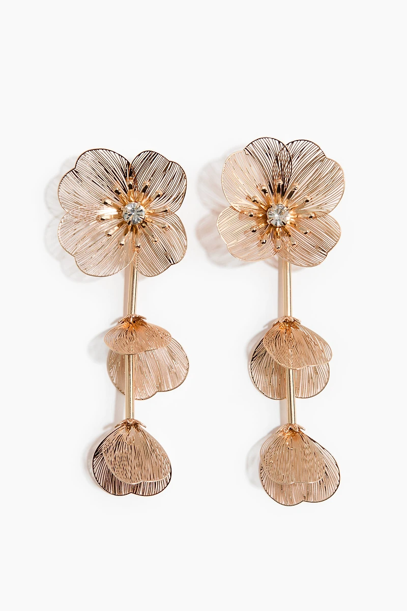 Boucles d'oreilles fleurs avec pendentifs